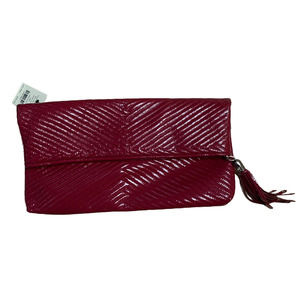 Cole Haan Ruby Patent Leather Foldover Clutch with Fringe NWT